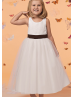 Ivory Lace Tulle Diamond Back AnkleLength Flower Girl Dress